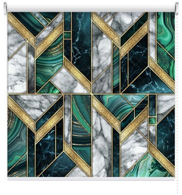 Houseart Μάρμαρο πράσινο & χρυσό, Line Art, Ρολοκουρτίνες, 100 x 100 εκ.